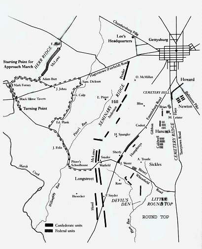 Longstreet�s March  Image Courtesy:�Gettysburg:the Second Day� by Henry W Pfanz